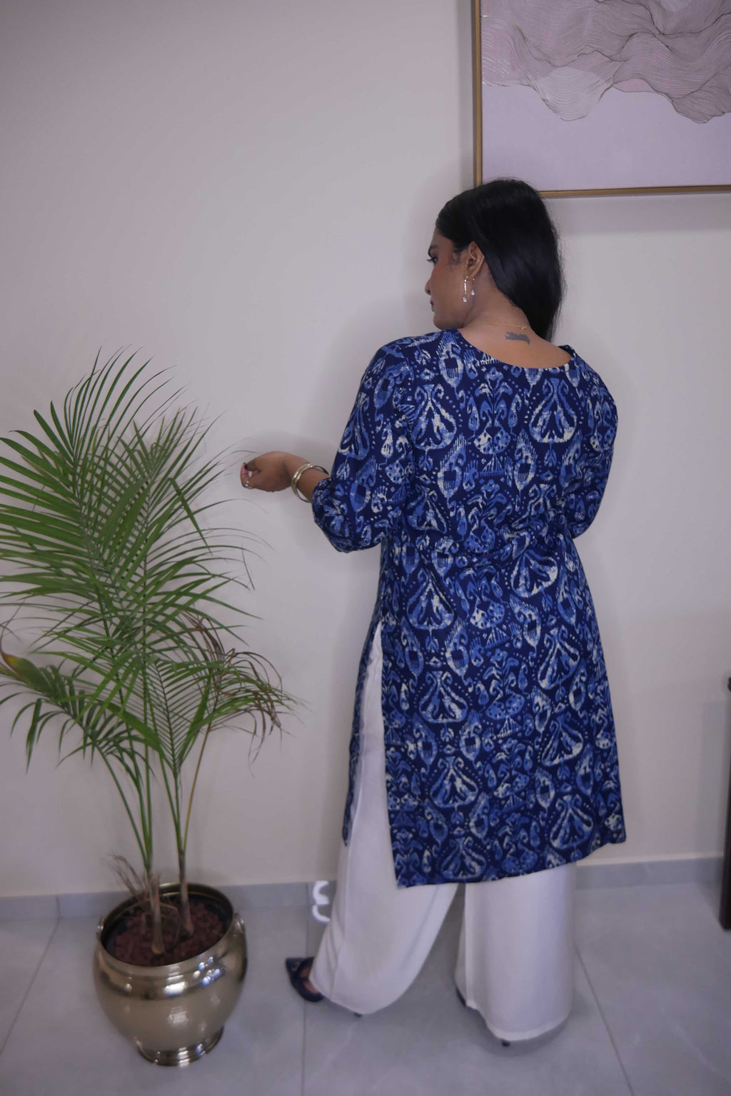 Black & White Geometric Print A-Line Kurthi