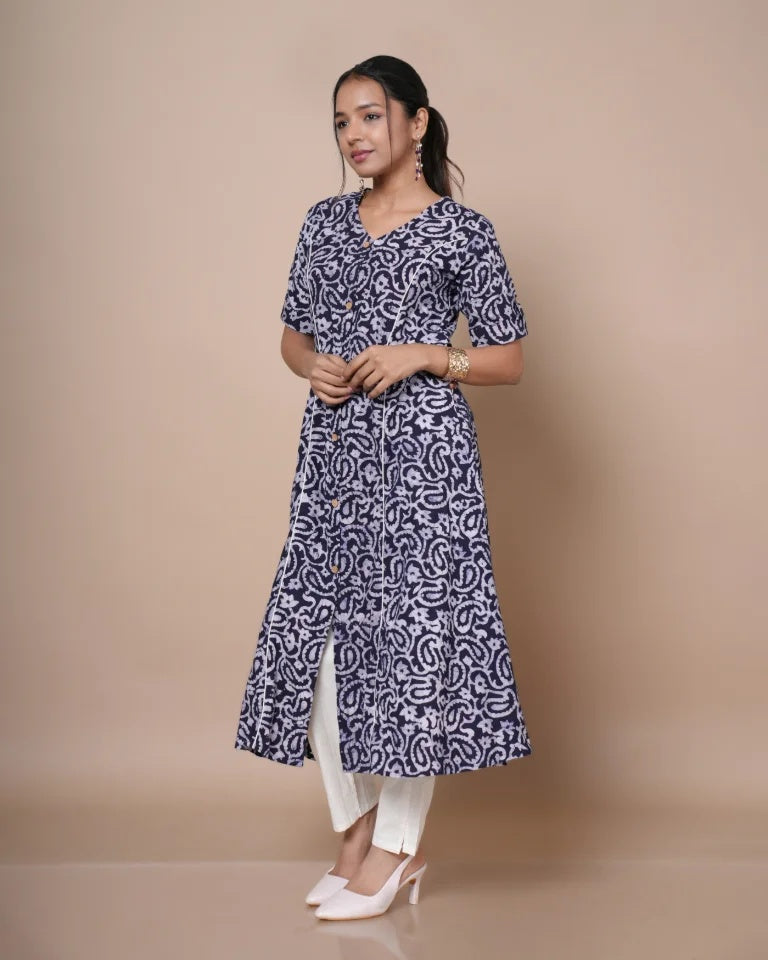 Zyra Hand Block Batik Cotton A-Line Umbrella