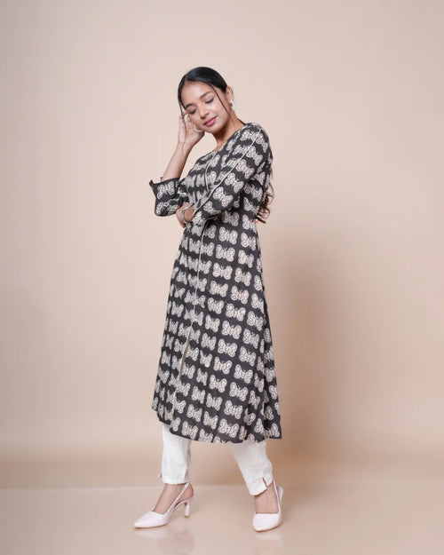 A-Line Umbrella Kurti with Square Neck - ALU-BGR-1