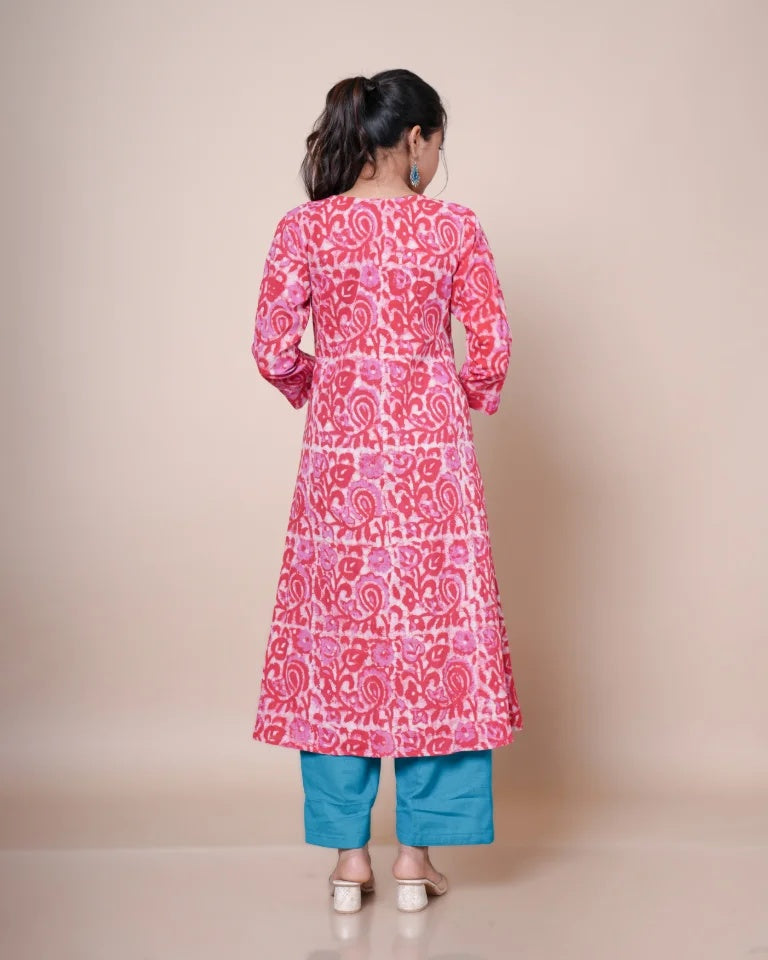 Riaza Hand Block Dabu Cotton A Line Umbrella