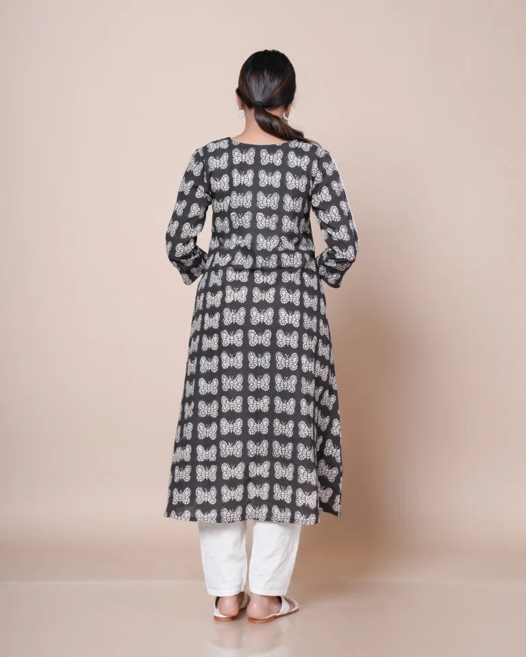 A-Line Umbrella Kurti with Square Neck - ALU-BGR-1